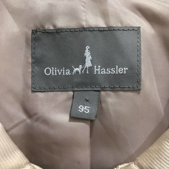 Olivia Hassler Women's Jacket Sz 95 US 6 Tan Faux Double Breasted Button Front - Picture 4 of 14